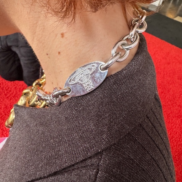 Vivienne Westwood HUGE reversible Choker Necklace w/ engraving & face RARE - Picture 13 of 15